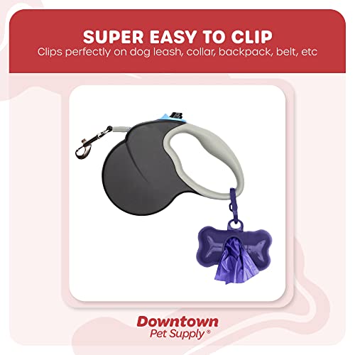 880 Pet Waste Bags, Dog Waste Bags, Bulk Poop Bags with Leash Clip and Bone Bag Dispenser - (880 Bags, Purple)