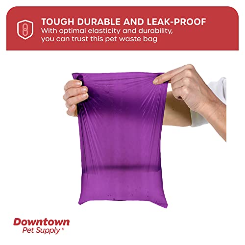 880 Pet Waste Bags, Dog Waste Bags, Bulk Poop Bags with Leash Clip and Bone Bag Dispenser - (880 Bags, Purple)