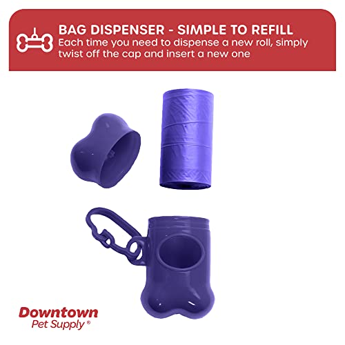 880 Pet Waste Bags, Dog Waste Bags, Bulk Poop Bags with Leash Clip and Bone Bag Dispenser - (880 Bags, Purple)