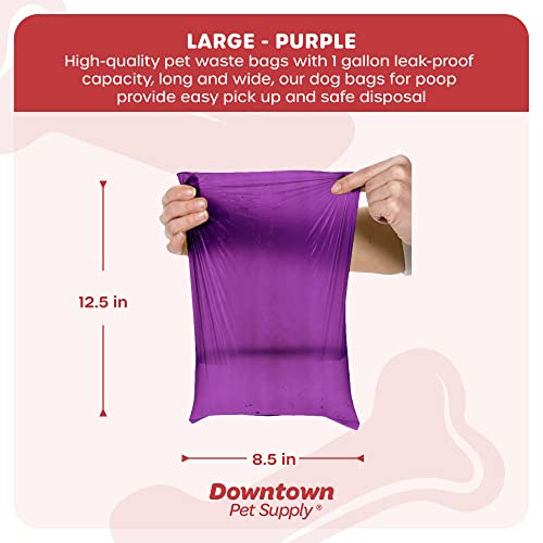 880 Pet Waste Bags, Dog Waste Bags, Bulk Poop Bags with Leash Clip and Bone Bag Dispenser - (880 Bags, Purple)