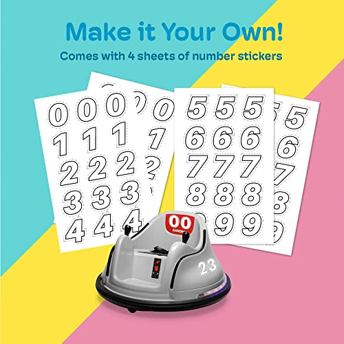 Kidzone DIY Race #00-99 6V Kids Toy Electric Ride On Bumper Car Vehicle Remote Control 360 Spin ASTM-Certified, Gray