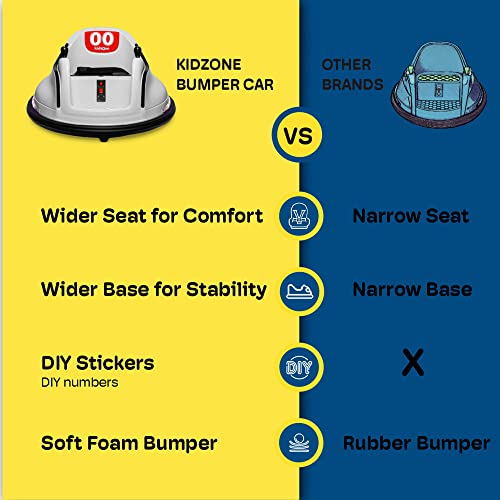 Kidzone DIY Race #00-99 6V Kids Toy Electric Ride On Bumper Car Vehicle Remote Control 360 Spin ASTM-Certified, Gray