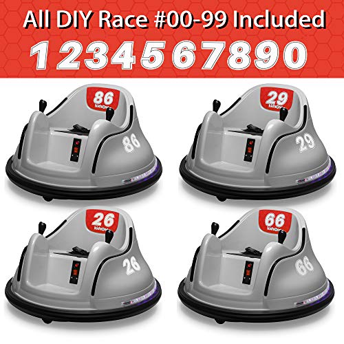 Kidzone DIY Race #00-99 6V Kids Toy Electric Ride On Bumper Car Vehicle Remote Control 360 Spin ASTM-Certified, Gray