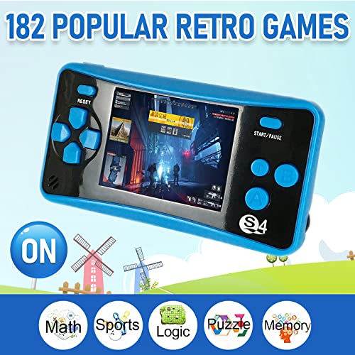 QoolPart Handheld Game Player, 200 Classic Games Built-in 2.5 inch Screen Portable Retro Game Controller, Arcade Electronic Toys TV-Out Game Player Birthday Xmas Presents Gifts for Boys Girls(Blue)