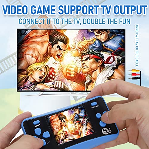 QoolPart Handheld Game Player, 200 Classic Games Built-in 2.5 inch Screen Portable Retro Game Controller, Arcade Electronic Toys TV-Out Game Player Birthday Xmas Presents Gifts for Boys Girls(Blue)