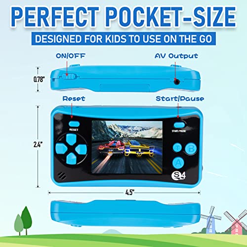 QoolPart Handheld Game Player, 200 Classic Games Built-in 2.5 inch Screen Portable Retro Game Controller, Arcade Electronic Toys TV-Out Game Player Birthday Xmas Presents Gifts for Boys Girls(Blue)