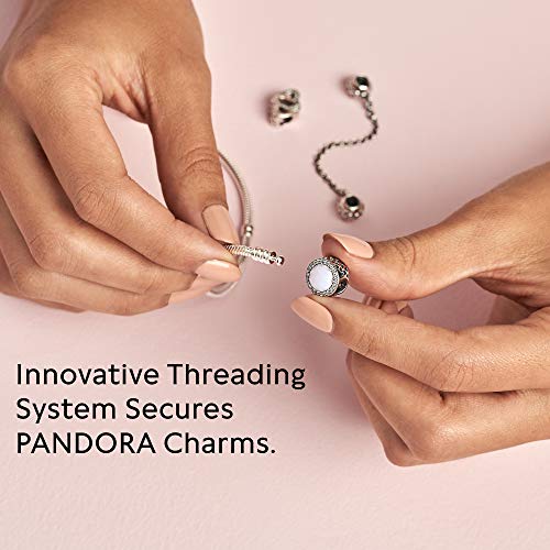 Pandora Jewelry Moments Heart Clasp Snake Chain Charm Sterling Silver Bracelet, 7.9"