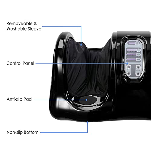 AW Shiatsu Foot Massager Kneading and Rolling Leg Calf Ankle with Remote Control Personal Home Health Care Black
