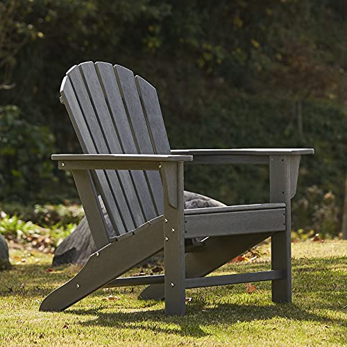 HDPE Adirondack Chair, Patio Outdoor Chairs, Plastic Resin Deck Chair, Painted Weather Resistant, for Deck, Garden, Backyard & Lawn Furniture, Fire Pit, Porch Seating by DAILYLIFE (Slate Gray)