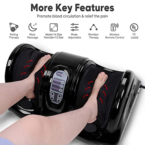 AW Shiatsu Foot Massager Kneading and Rolling Leg Calf Ankle with Remote Control Personal Home Health Care Black
