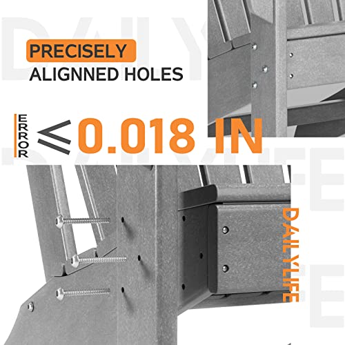 HDPE Adirondack Chair, Patio Outdoor Chairs, Plastic Resin Deck Chair, Painted Weather Resistant, for Deck, Garden, Backyard & Lawn Furniture, Fire Pit, Porch Seating by DAILYLIFE (Slate Gray)