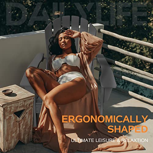 HDPE Adirondack Chair, Patio Outdoor Chairs, Plastic Resin Deck Chair, Painted Weather Resistant, for Deck, Garden, Backyard & Lawn Furniture, Fire Pit, Porch Seating by DAILYLIFE (Slate Gray)