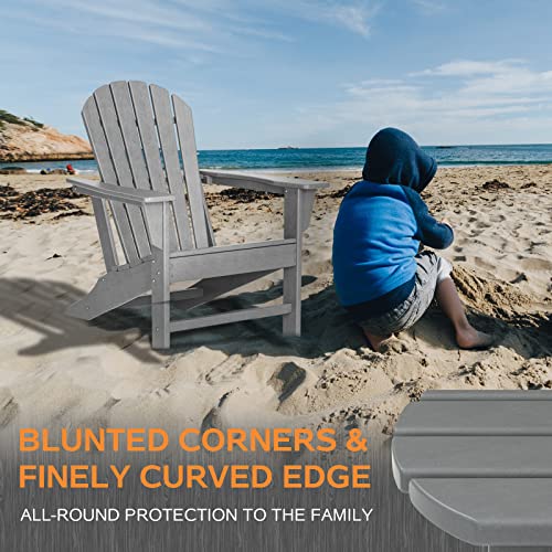 HDPE Adirondack Chair, Patio Outdoor Chairs, Plastic Resin Deck Chair, Painted Weather Resistant, for Deck, Garden, Backyard & Lawn Furniture, Fire Pit, Porch Seating by DAILYLIFE (Slate Gray)