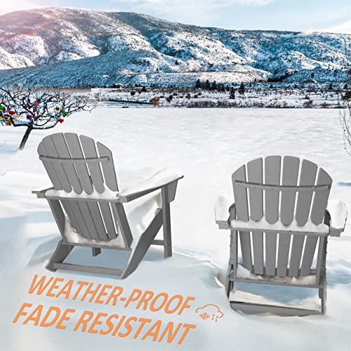 HDPE Adirondack Chair, Patio Outdoor Chairs, Plastic Resin Deck Chair, Painted Weather Resistant, for Deck, Garden, Backyard & Lawn Furniture, Fire Pit, Porch Seating by DAILYLIFE (Slate Gray)