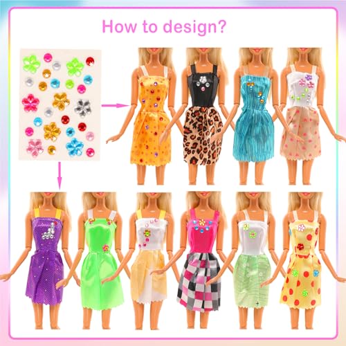 BARWA 32 pcs Doll Clothes and Accessories 10 pcs Party Dresses 22 pcs Shoes, Crown, Necklace Accessories for 11.5 inch Doll