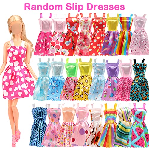 BARWA 32 pcs Doll Clothes and Accessories 10 pcs Party Dresses 22 pcs Shoes, Crown, Necklace Accessories for 11.5 inch Doll