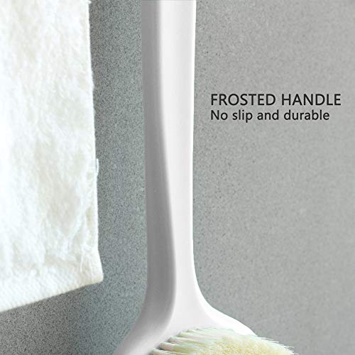 Bath Body Brush with Comfy Bristles Long Handle Gentle Exfoliation Improve Skin's Health and Beauty Wet or Dry Brushing Back Scrubber for Shower (White)