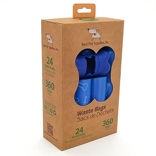 Best Pet Supplies Dog Poop Bags for Waste Refuse Cleanup, Doggy Roll Replacements for Outdoor Puppy Walking and Travel, Leak Proof and Tear Resistant, Thick Plastic - Blue (Unscented), 360 Bags