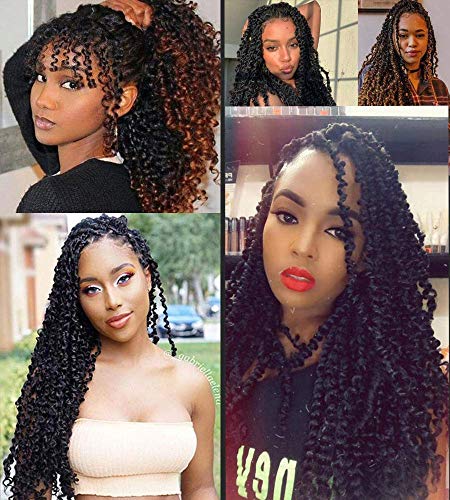 7 Packs Passion Twist Hair 24 Inch Passion Twist Crochet Hair For Black Women Water Wave Crochet Braiding Hair Extensions (1B/30)