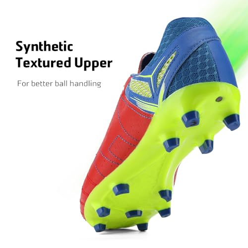 Mens Cleats Football Soccer Shoes, Size 10.5 RED/Royal/Lemon/Green
