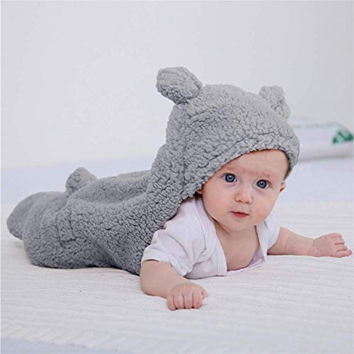 XMWEALTHY Cute Baby Items Newborn Plush Nursery Swaddle Blankets Soft Infant Girls Clothes Grey