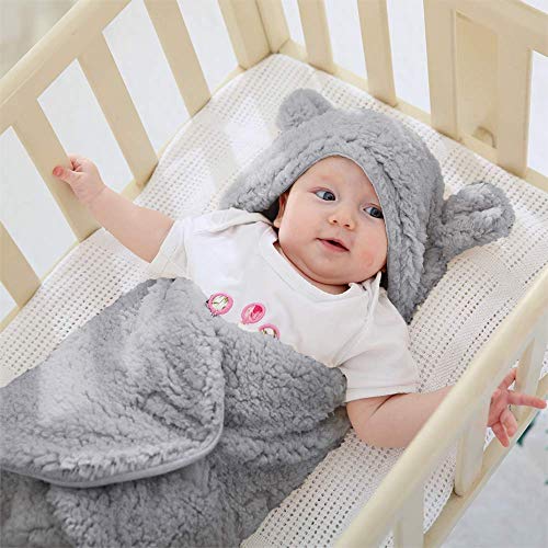 XMWEALTHY Cute Baby Items Newborn Plush Nursery Swaddle Blankets Soft Infant Girls Clothes Grey