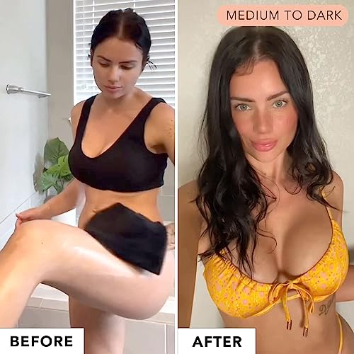 Self Tanner & Tanning Mitt Set - With Natural Tanning Lotion, Exfoliating Gloves, Self Tanner Mitt for Body and Face Tanner Tanning Mit, Best Self Tanning Lotion Kit for Your Self Tan and Fake Tan