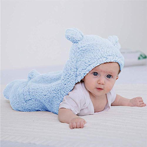 XMWEALTHY Cute Baby Items Newborn Plush Nursery Swaddle Blankets Soft Infant Girls Clothes Light Blue