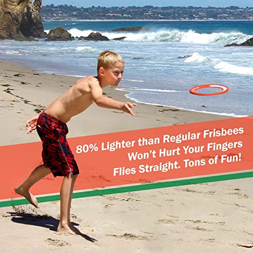 Activ Life Best Kids Ring Flyers [Green/Orange] Play Ultimate Toss Games with Friends and Family Outdoors - Indoor Gym Flying Disc Toys for Top Frisby Golf - Sports Juguetes para NiÃ±os Frisbie