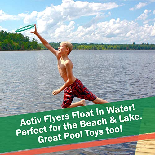 Activ Life Best Kids Ring Flyers [Green/Orange] Play Ultimate Toss Games with Friends and Family Outdoors - Indoor Gym Flying Disc Toys for Top Frisby Golf - Sports Juguetes para NiÃ±os Frisbie