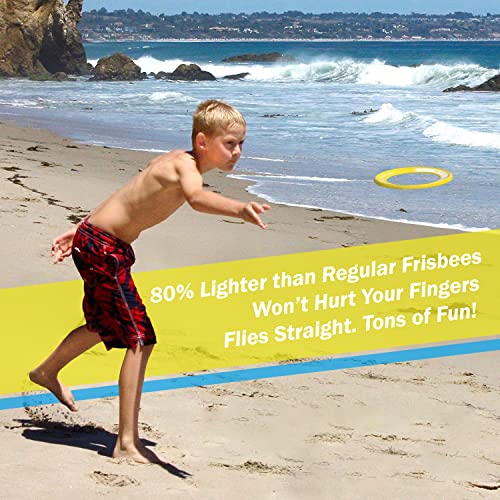 Beach Games [Yellow/Cyan] Kids Frisbees - Best Beach Toys for Kids 8-10 & Summer Birthday Gifts for Young Boys & Girls - Ultimate Presents for Outdoor Vacation School Playground Park Pool Toss Fun