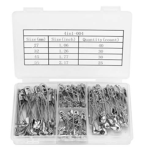 Officepal Premium Quality 4-Size 27mm 32mm 45mm 55mm Safety Pins- Top 125-Count â Durable, Rust-Resistant Nickel Plated Steel Set- Best Sewing Accessories Kit for Baby Clothing (4-Size in 1 No.004)