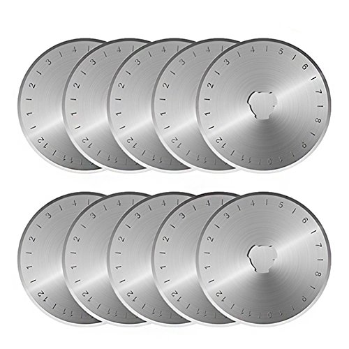 KISSWILL Rotary Cutter Blades 45mm, 10 Pack 45mm Rotary Blades Fits Fiskars, Olfa, Martelli, Truecut, DAFA Replacement, Quilting Scrapbooking Sewing Arts & Crafts, Sharp and Durable