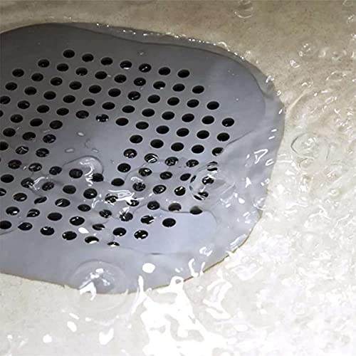 Hearth & Garden SF40221 Patio 2 PCS Drain Hair Catcher, Square Drain Cover, Shower/Bathtub Drain Cover, Silicone Hair Stopper with Suction Cup, Drain Strainers for Tub,Kitchen,Bathroom 5.5 Inch TPR Material Gray & White