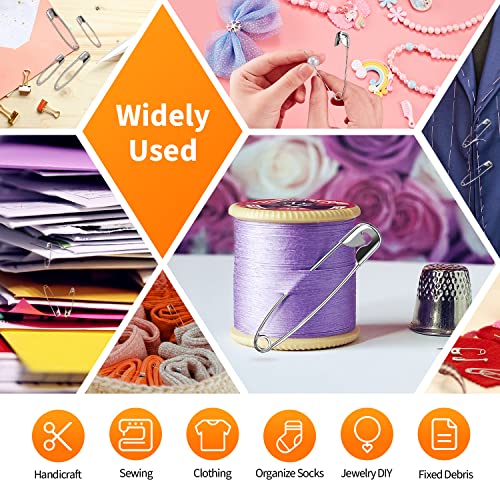 Officepal Premium Quality 4-Size 27mm 32mm 45mm 55mm Safety Pins- Top 125-Count â Durable, Rust-Resistant Nickel Plated Steel Set- Best Sewing Accessories Kit for Baby Clothing (4-Size in 1 No.004)