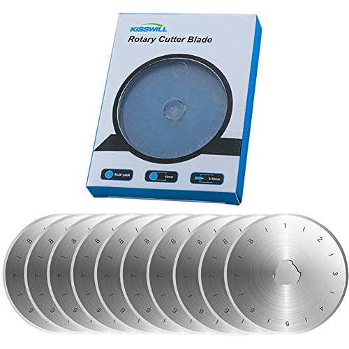 KISSWILL Rotary Cutter Blades 45mm, 10 Pack 45mm Rotary Blades Fits Fiskars, Olfa, Martelli, Truecut, DAFA Replacement, Quilting Scrapbooking Sewing Arts & Crafts, Sharp and Durable