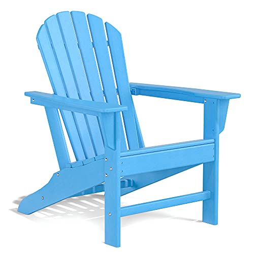 HDPE Adirondack Chair, Patio Outdoor Chairs, Plastic Resin Deck Chair, Painted Weather Resistant, for Deck, Garden, Backyard & Lawn Furniture, Fire Pit, Porch Seating by DAILYLIFE (Aquamarine)