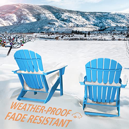 HDPE Adirondack Chair, Patio Outdoor Chairs, Plastic Resin Deck Chair, Painted Weather Resistant, for Deck, Garden, Backyard & Lawn Furniture, Fire Pit, Porch Seating by DAILYLIFE (Aquamarine)