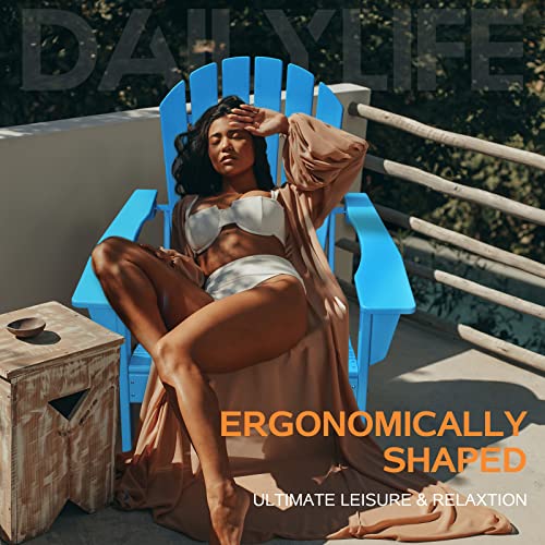 HDPE Adirondack Chair, Patio Outdoor Chairs, Plastic Resin Deck Chair, Painted Weather Resistant, for Deck, Garden, Backyard & Lawn Furniture, Fire Pit, Porch Seating by DAILYLIFE (Aquamarine)