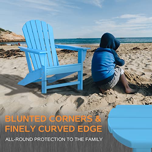HDPE Adirondack Chair, Patio Outdoor Chairs, Plastic Resin Deck Chair, Painted Weather Resistant, for Deck, Garden, Backyard & Lawn Furniture, Fire Pit, Porch Seating by DAILYLIFE (Aquamarine)