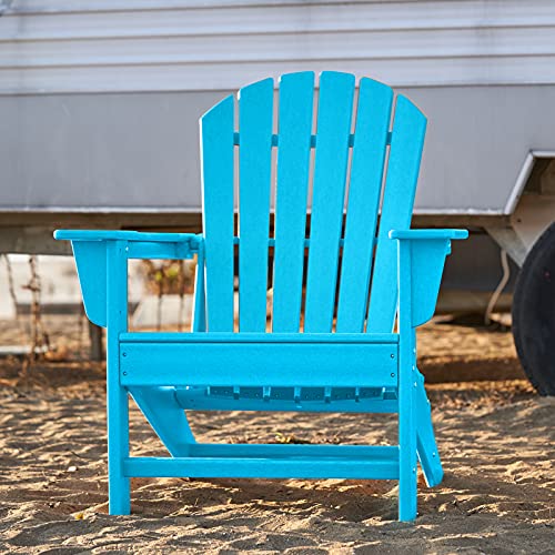 HDPE Adirondack Chair, Patio Outdoor Chairs, Plastic Resin Deck Chair, Painted Weather Resistant, for Deck, Garden, Backyard & Lawn Furniture, Fire Pit, Porch Seating by DAILYLIFE (Aquamarine)