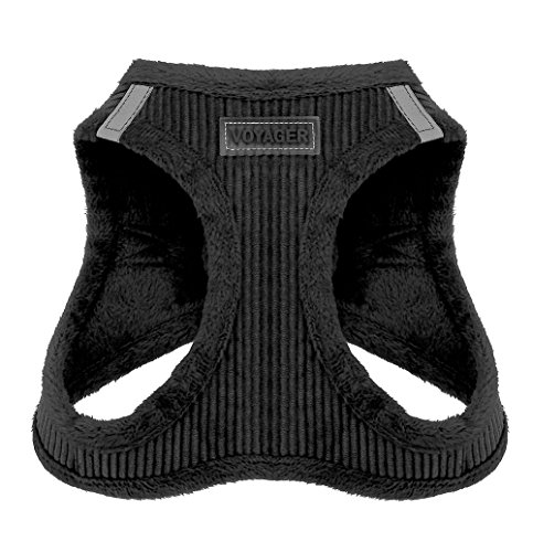 "Voyager Step-In Plush Dog Harness â Soft Plush, Step In Vest Harness for Small and Medium Dogs â By Best Pet Supplies - Black Corduroy, X-Small (Chest: 13"" - 14.5"")" (206-BK-XS)
