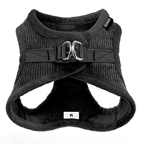 "Voyager Step-In Plush Dog Harness â Soft Plush, Step In Vest Harness for Small and Medium Dogs â By Best Pet Supplies - Black Corduroy, X-Small (Chest: 13"" - 14.5"")" (206-BK-XS)