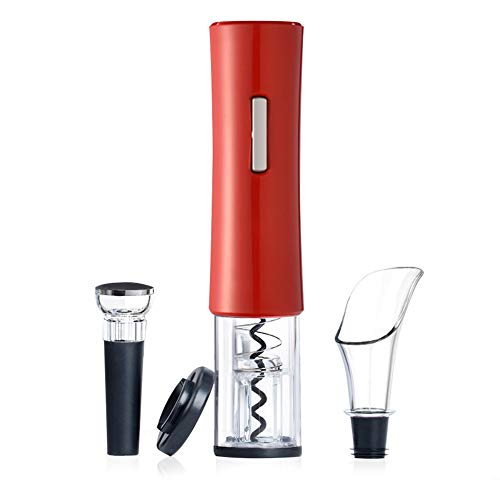 CIRCLE JOY Electric Wine Bottle Openers Set - Automatic Corkscrew Opener Battery Powered Motorized Cordless Puller Combo with Foil Cutter Vacuum Stopper Wine Aerator Pourer, Redâ¦
