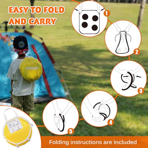 RaboSky Bean Bag Toss Game Toy for Toddlers 2 3 4 5, Double Sided Kids Cornhole Board, Dinosaur & Turtle Themes, 6 Colorful Beanbags, Collapsible Outdoor Games for Kids, Best Gift for Kids and Family