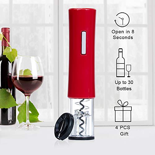 CIRCLE JOY Electric Wine Bottle Openers Set - Automatic Corkscrew Opener Battery Powered Motorized Cordless Puller Combo with Foil Cutter Vacuum Stopper Wine Aerator Pourer, Redâ¦