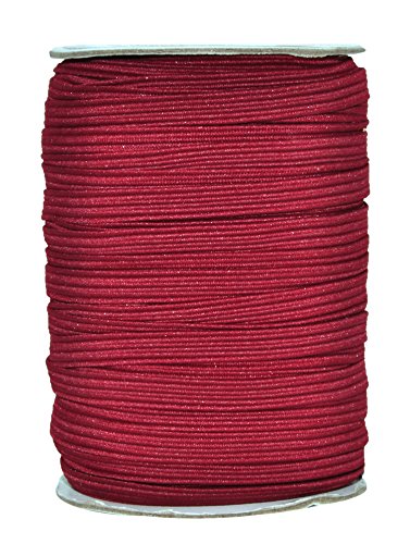 Mandala Crafts Flat Elastic Band, Braided Stretch Strap Cord Roll for Sewing and Crafting; 1/4 inch 6mm 50 Yards Maroon