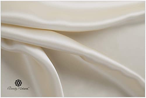 BEAUTY OF ORIENT - 100% Pure Mulberry Silk Pillowcase for Hair and Skin, 19 Momme Both Sides, Hidden Zipper, Natural Hypoallergenic Silk Pillow Case - Best Sleep (1pc Queen - 20" x 30", Vanilla Ice)