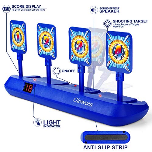 Gloween Upgraded Electronic Shooting Target Scoring, Auto Reset Digital Targets Compatible with Nerf Guns Toys, Ideal Gift Toy for Age of 5,6,7,8,9,10+ Years Old Kids, Boys & Girls