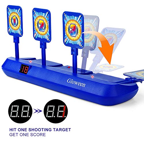 Gloween Upgraded Electronic Shooting Target Scoring, Auto Reset Digital Targets Compatible with Nerf Guns Toys, Ideal Gift Toy for Age of 5,6,7,8,9,10+ Years Old Kids, Boys & Girls